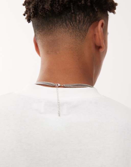 Faded Future Layered Multirow Curb Chain Necklaces In Silver