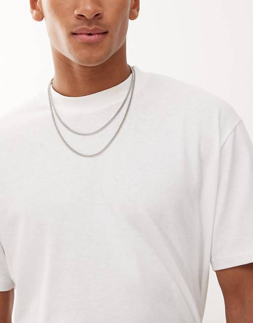 Faded Future layered multirow curb chain necklaces in silver
