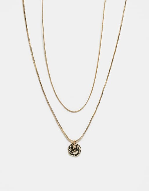 Faded Future pack of 2 chain and pendant necklaces in gold