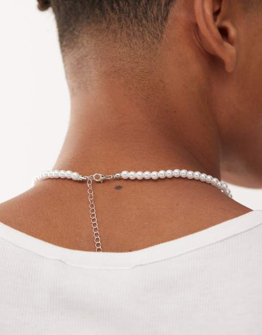 Faded Future Pearl Necklace With Star Charm In Silver