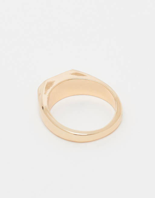 Faded Future Resin Stone Signet Ring In Gold