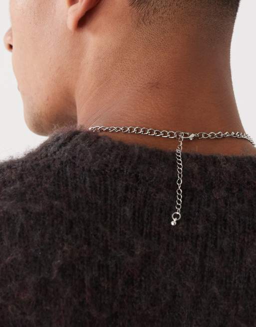 Faded Future Tag Pendant Chain Necklace In Silver