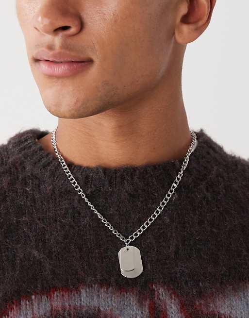 Faded Future tag pendant chain necklace in silver