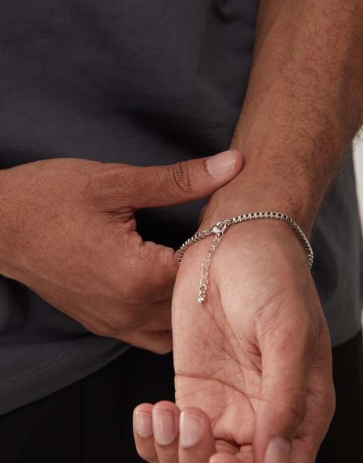 Faded Future Thin Box Chain Bracelet In Silver