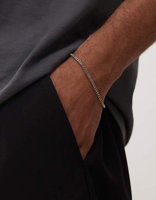 Faded Future thin box chain bracelet in silver