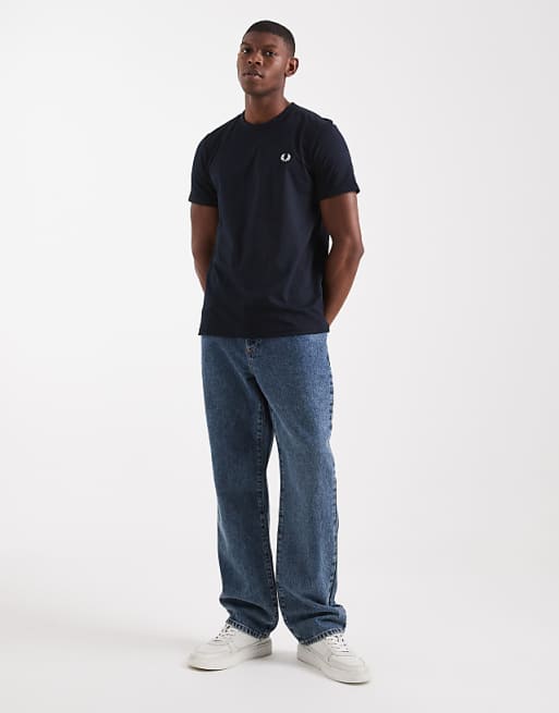 Fred Perry Ringer T-shirt In Navy