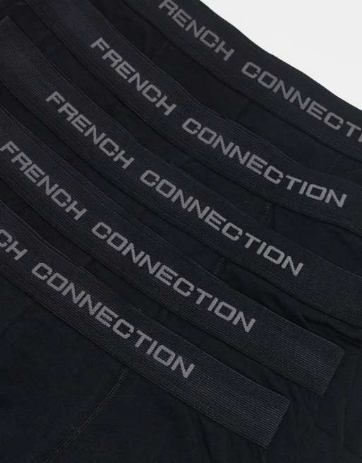 French Connection 5 Pack Cotton Boxers In Black