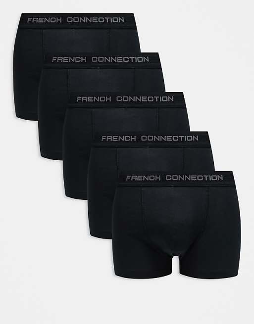 French Connection 5 pack cotton boxers in black