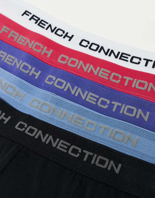 French Connection 5 Pack Cotton Boxers In Blue