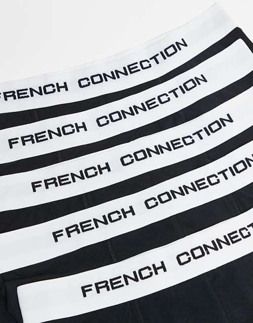 French Connection 5 pack cotton stretch boxers in white