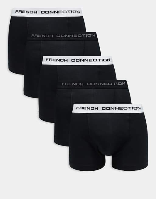 French Connection 5 Pack Cotton Stretch Boxers In Grey