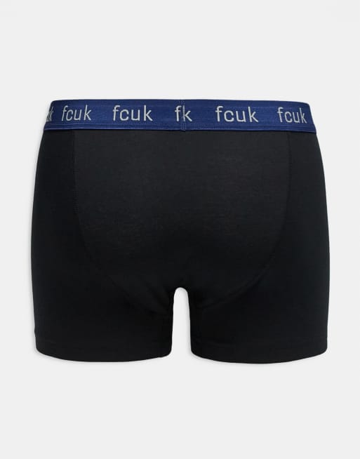 French Connection 5 Pack Fcuk Cotton Stretch Boxers In Blue