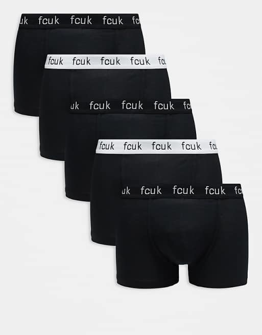 French Connection 5 pack fcuk cotton stretch boxers in white