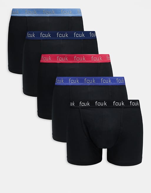 French Connection 5 pack fcuk cotton stretch boxers in blue