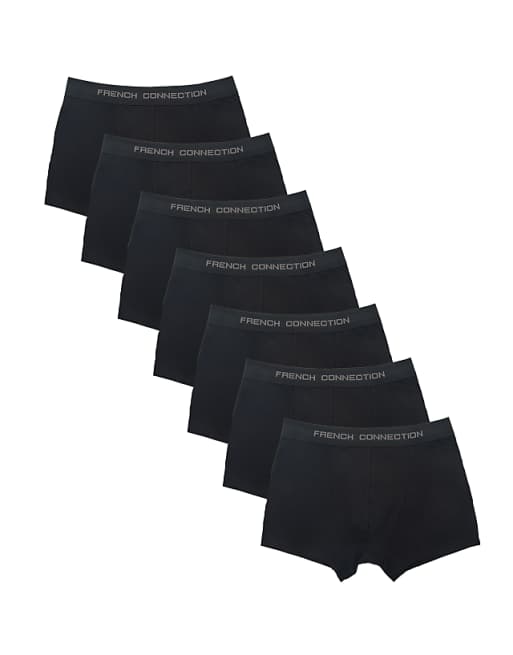 French Connection pack of 7 cotton boxers in black