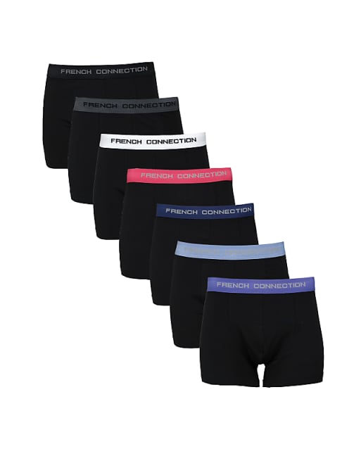 French Connection pack of 7 cotton boxers in blue