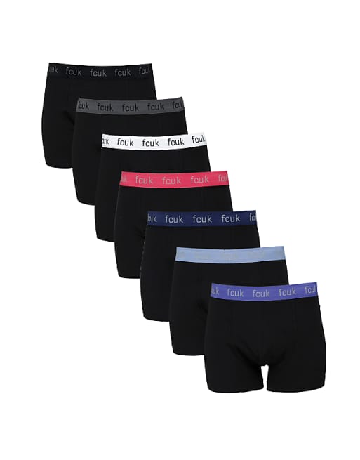 French Connection pack of 7 fcuk cotton stretch boxers in blue