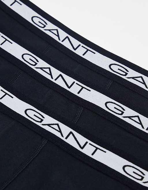 GANT 3 Pack Trunks With Logo Waistband In Black