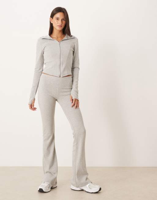 Gina Tricot Co-ord Jacket & Flare Trousers In Light Grey