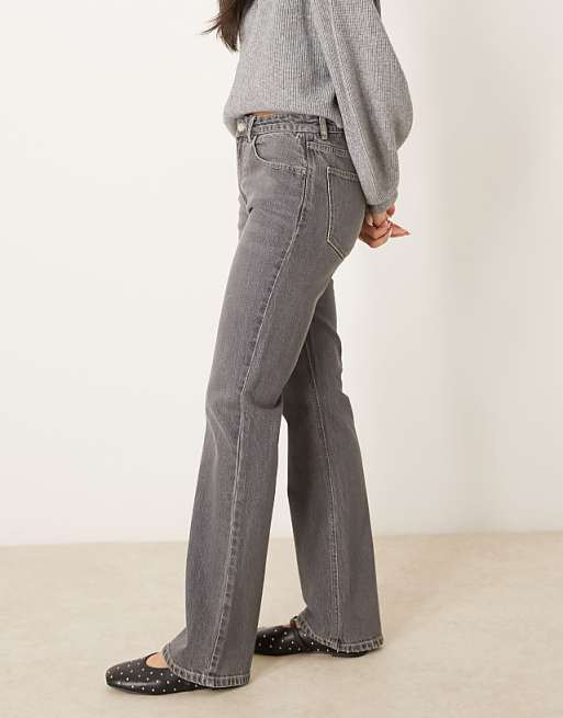 Gina Tricot Mid Rise Bootcut Stretch Jeans In Washed Grey