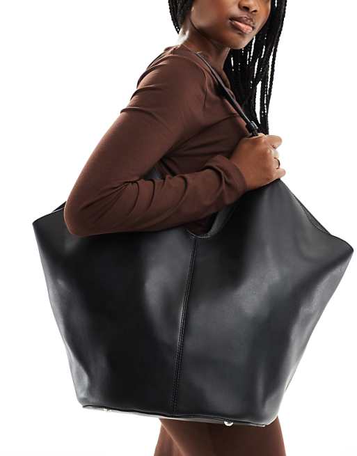 Glamorous large slouch tote bag in black