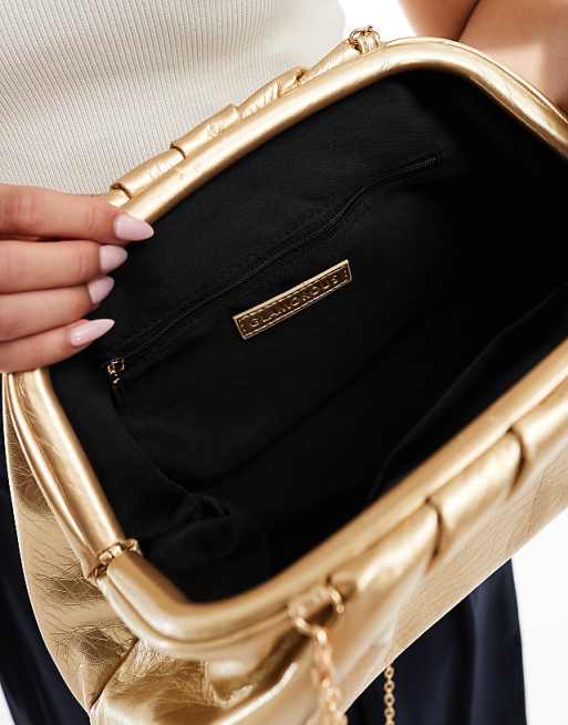 Glamorous Pillow Clutch Bag In Metallic Gold
