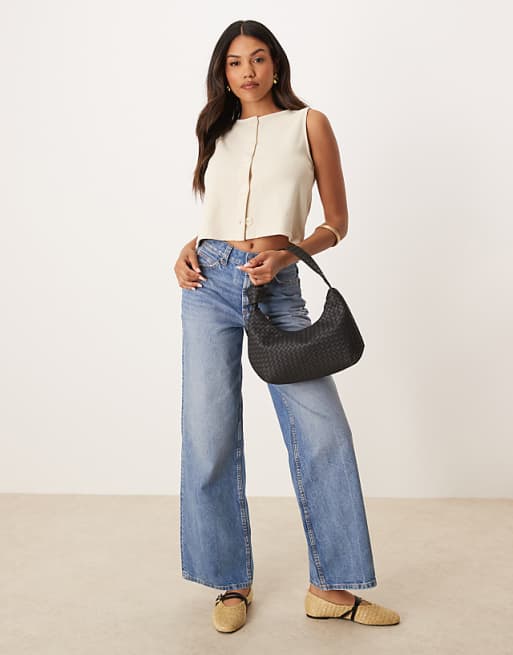 Glamorous Woven Shoulder Bag In Black