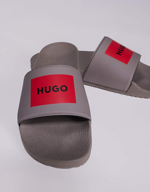 HUGO RED Timein Box Logo Sliders In Light Brown