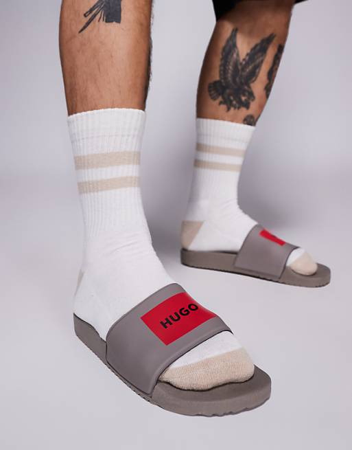 HUGO RED Timein box logo sliders in light brown