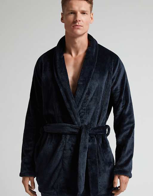 Intimissimi Fleece dressing gown in midnight blue