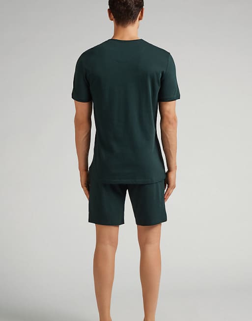 Intimissimi Short Superior Cotton Pyjamas In Dark Green