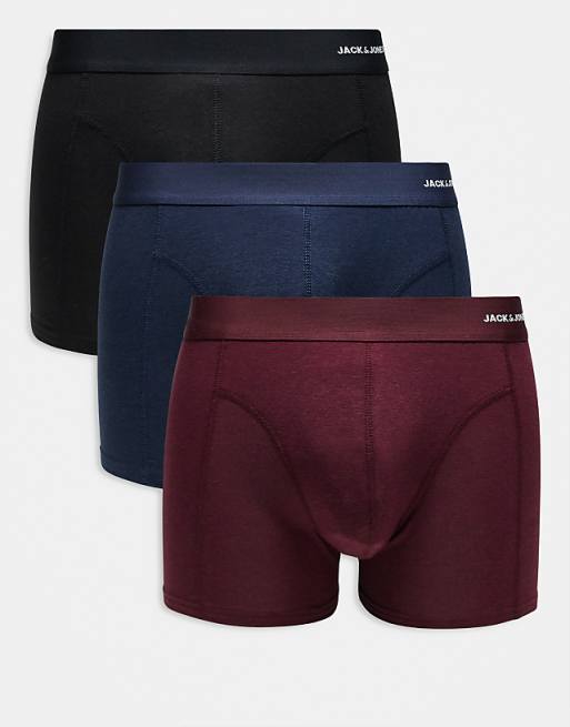 Jack & Jones 3 pack bamboo trunks in multi