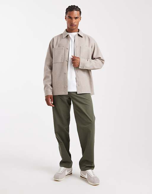 Jack & Jones Brushed Overshirt In Beige