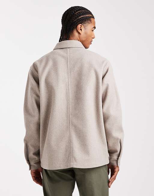 Jack & Jones Brushed Overshirt In Beige