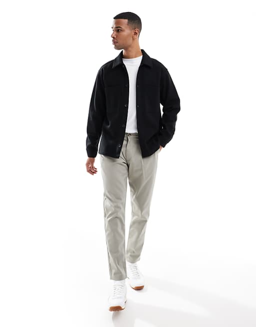 Jack & Jones Brushed Overshirt In Black