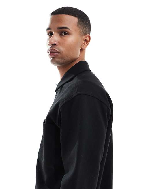 Jack & Jones Brushed Overshirt In Black