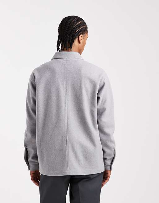 Jack & Jones Brushed Overshirt In Grey