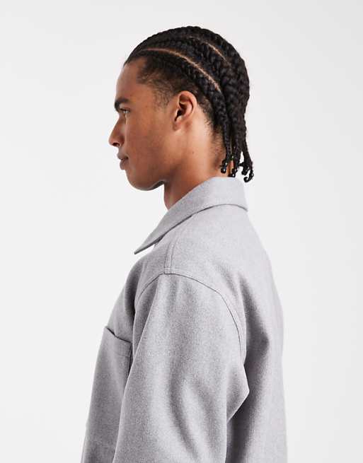 Jack & Jones Brushed Overshirt In Grey