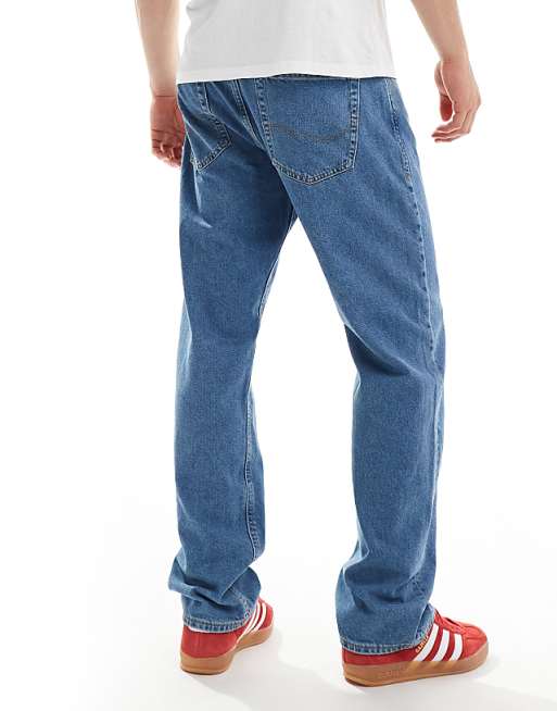 Jack & Jones Chris Straight Jean In Mid Blue Wash