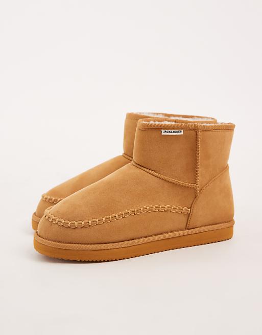 Jack & Jones Chunky Faux Suede Slipper Boot In Tan