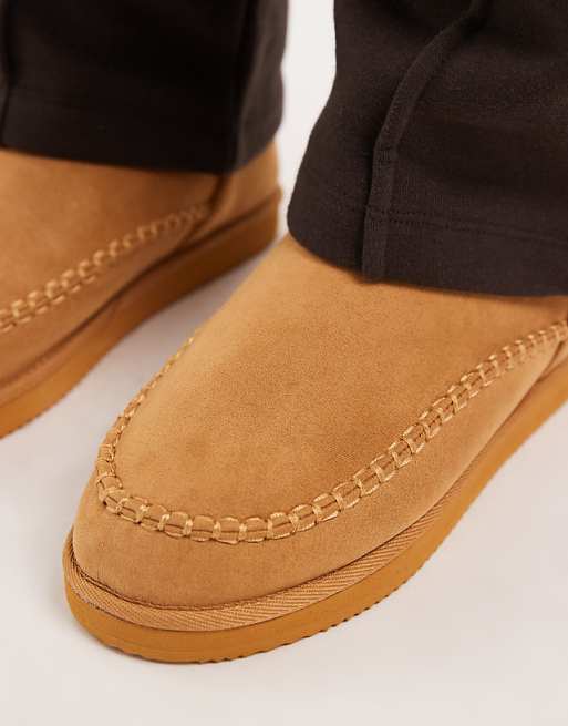 Jack & Jones Chunky Faux Suede Slipper Boot In Tan
