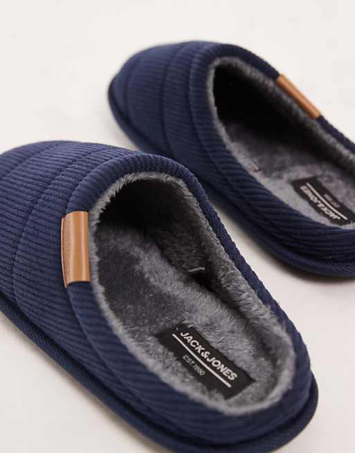 Jack & Jones Cord Style Mule Slipper In Navy