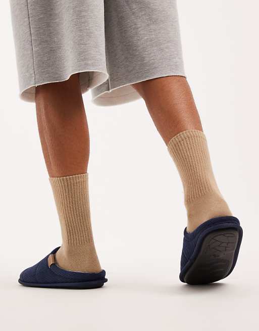 Jack & Jones Cord Style Mule Slipper In Navy