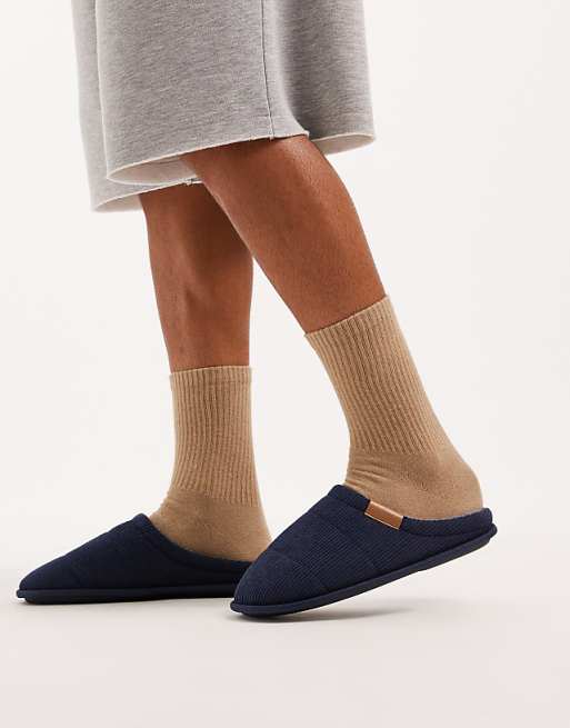 Jack & Jones cord style mule slipper in navy