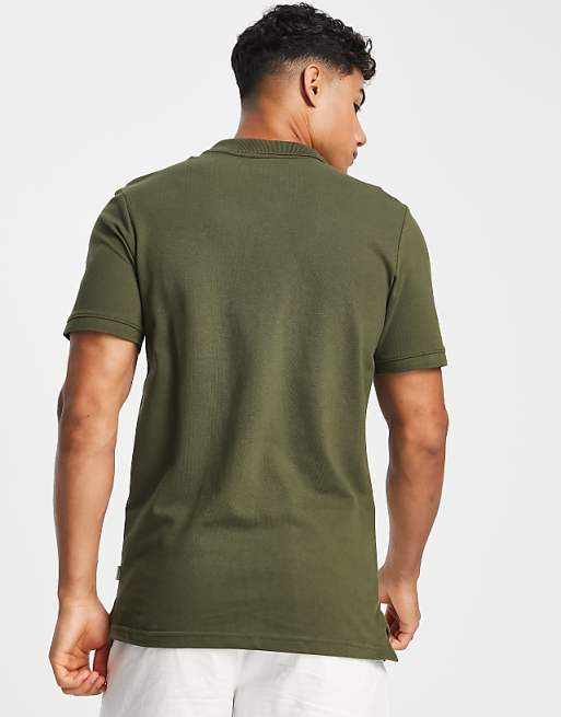 Jack & Jones Essentials Slim Fit Pique Logo Polo In Green