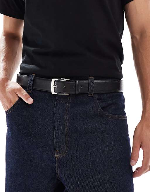 Jack & Jones faux leather belt in black