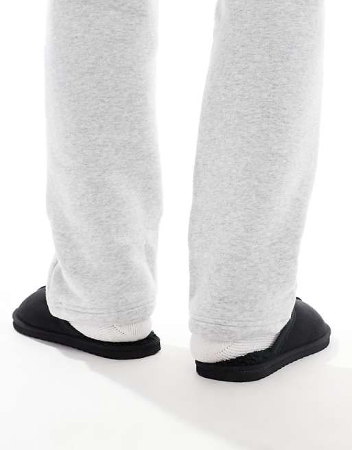 Jack & Jones Faux Suede Slip On Slipper In Black
