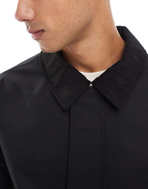 Jack & Jones Harrington Jacket With Cord Collar In Black