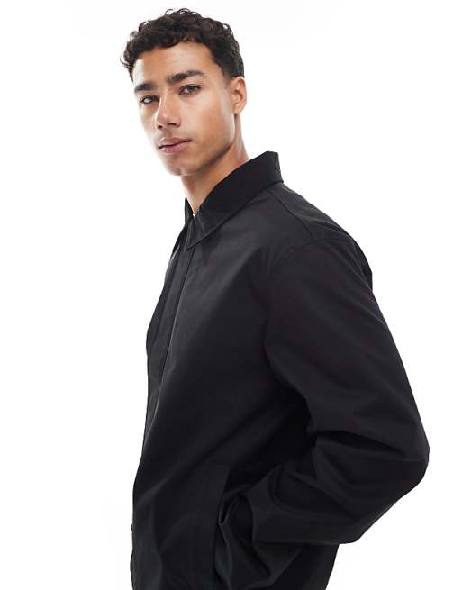 Jack & Jones Harrington Jacket With Cord Collar In Black