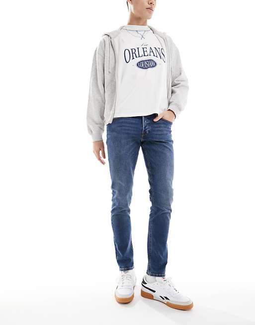 Jack & Jones Intelligence Glenn Slim Fit Jeans In Mid Blue